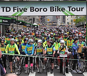 Held annually the first Sunday in May, the TD Five Boro Bike Tour is America’s largest cycling event with a 40 mile, blissfully car-free ride through all five boroughs for 32,000 cyclists © 2012 Karen Rubin/news-photos-features.com 
