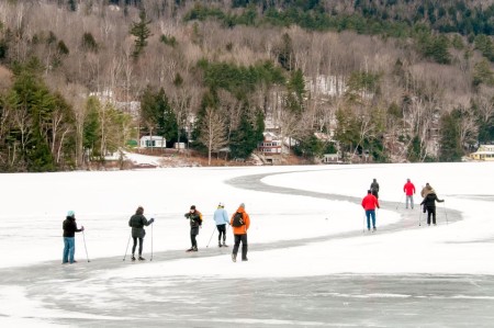 With its own 600-acre lake cleared to create multiple pond hockey rinks and the country’s longest maintained skating trail (4.5 miles), Lake Morey, Fairlee, Vermont, is an icy playground for winter enthusiasts.